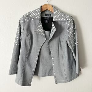 Ashro Riva Silver Studded Gray Women's Jacket and Shell‎ Set women's size 14